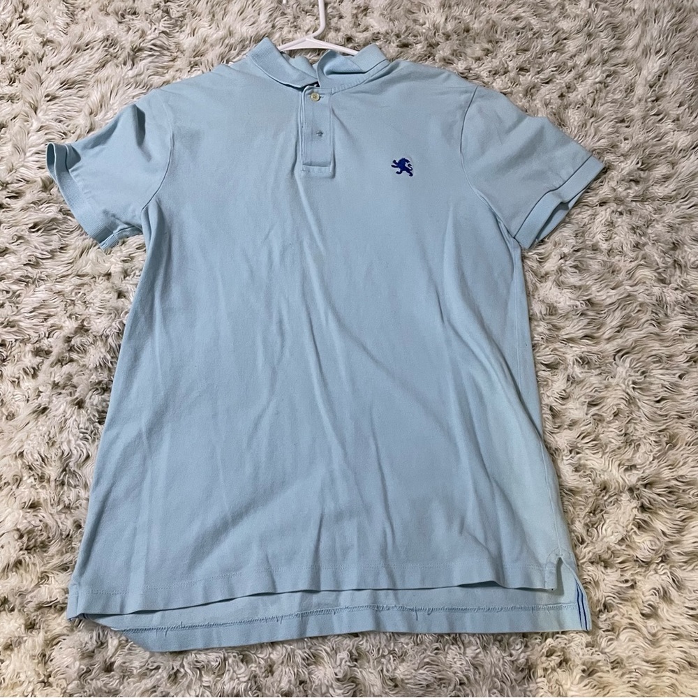 Express Mens M Polo Shirt Light Blue Small Lion